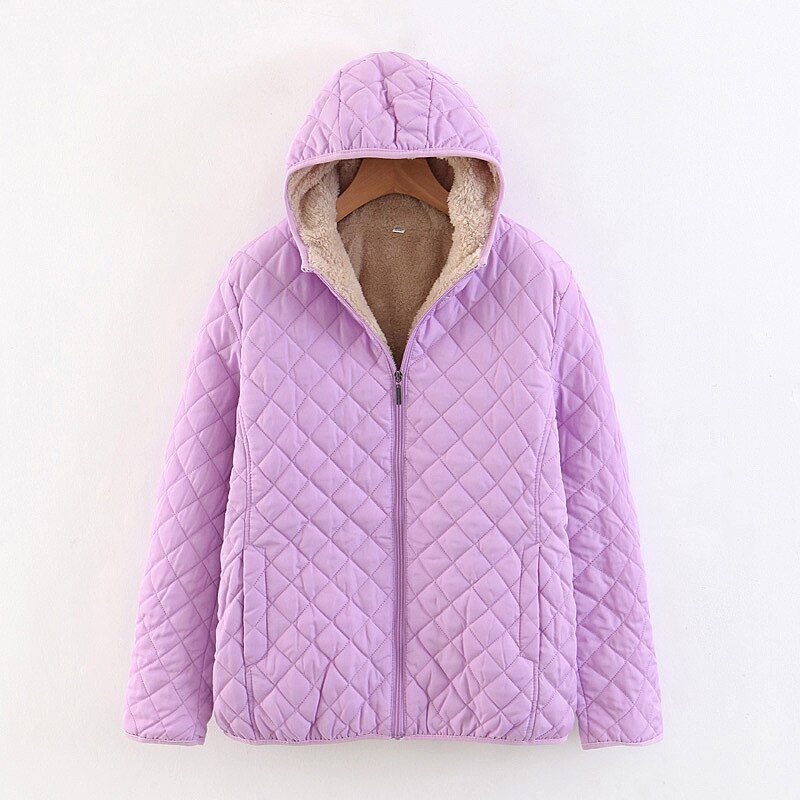 Women Autumn Winter Parkas Coat Jackets Female Lamb Hooded Plaid Long Sleeve Warm Winter Jacket S~3XL casaco feminino