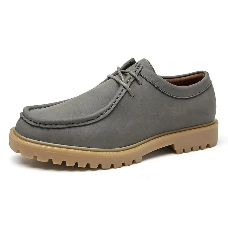Men's Retro Casual Leather Shoes Classic Japanese Workwear for Outdoor Hiking Lace-Up