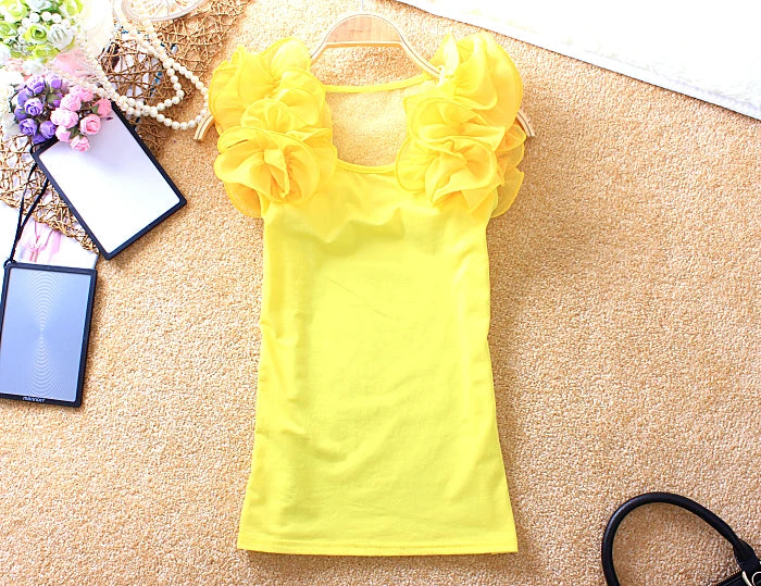 Cotton Casual Sexy Ruffles Short Sleeve Plus Size T Shirts Women Fashion Solid Loose Spring Summer All-Match Top Ladies 2023 New