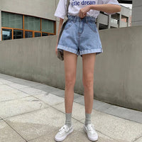 High Waisted Denim Shorts for Women Casual Loose Shorts Ladies Fashion Elastic Waist Wide Leg Short Jeans Summer New 2024