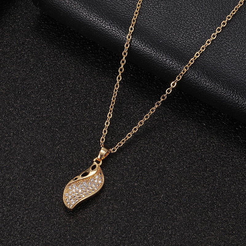 Stainless steel initial CZ necklace irregular hollow pendant necklace ladies accessories girl best party wedding jewelry