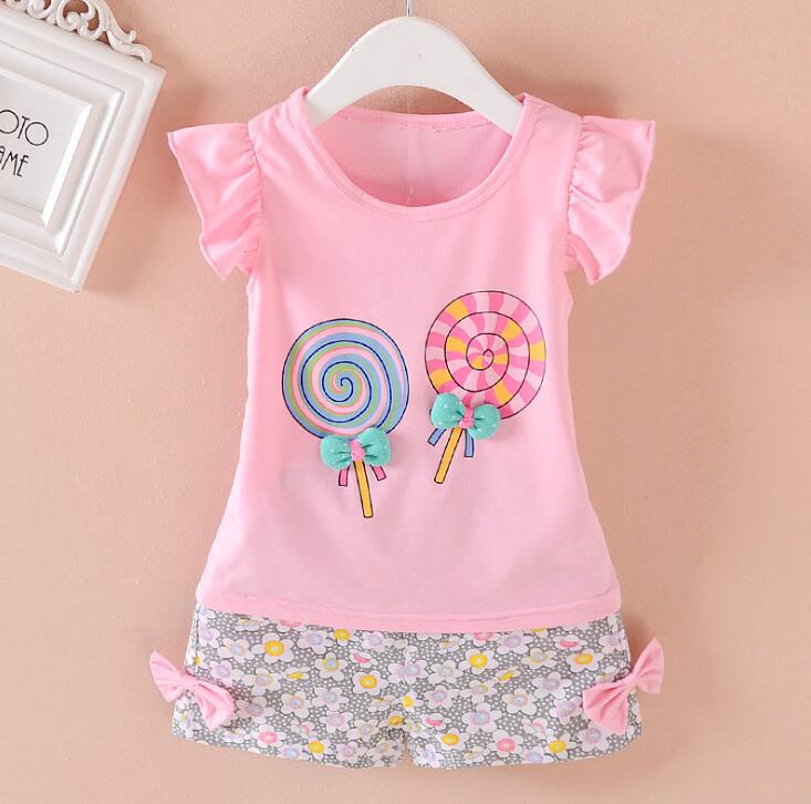 Cute Summer Baby Girls Outfits Cotton T-shirt and Short Pants Two Piece Set for Girl Princess Clothes Suit Children Clothing