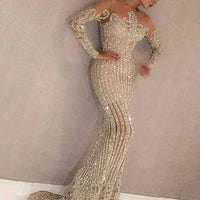 Latest design mesh see-through lace sequin elegant sexy maxi length celebrity party evening dresses