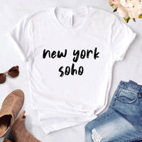 Women's t-shirt New York Soho alphabet cotton funny T-shirt ladies Top Tee fashionable Harajuku top T-shirt