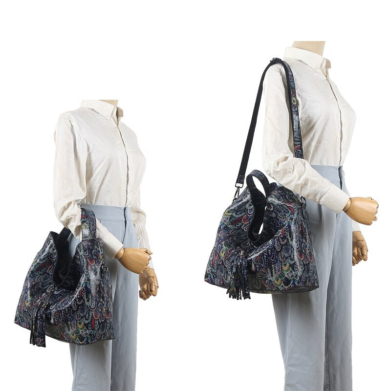 Classical 100% Real Leather Women&#39;s Tote Bag Big Emossed Shiny Genuine Cowhide Designer Messenger Handbags New Fashion