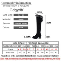 Gdgydh Natural Fur Winter Boots Women Knee High Long Boots Square Heel Winter Shoes Woman Waterproof Rubber Sole Plus Size 46