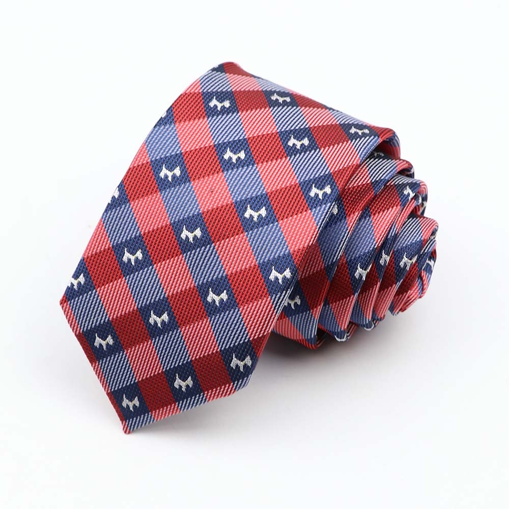 Fashion 6cm Narrow Polyester Necktie For Men Business Meeting Formal Jacquard Striped Plaid Skinny Tie Daily Wear Cravat Gift