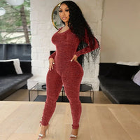 New Sexy Hollow Out Lace Up Bodycon Jumpsuit for Women Full Sleeve Skinny Rompers One Piece Jumpsuit Birthday Party Club Outfits