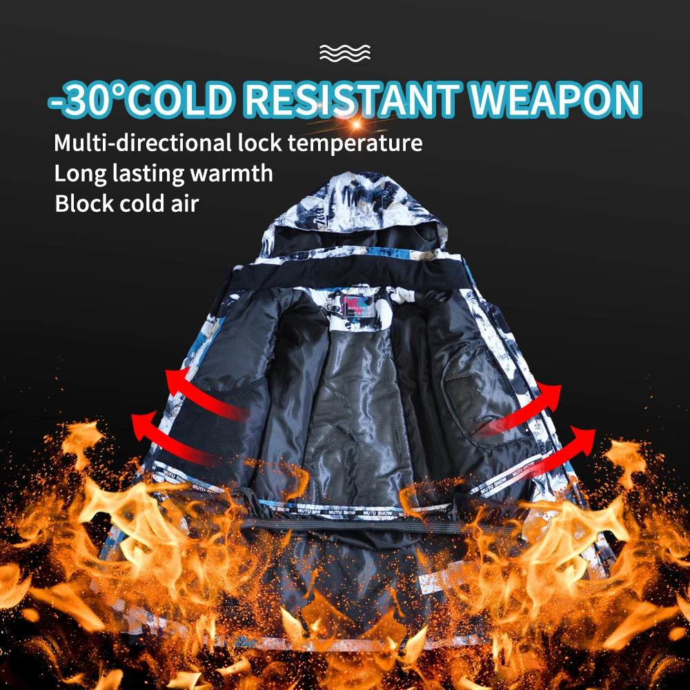 2023New Men Ski Jacket Ski Pants Winter Warm Windproof Waterproof Outdoor Sports Snowboarding Brands Ski Coat Trousers Ski Suit