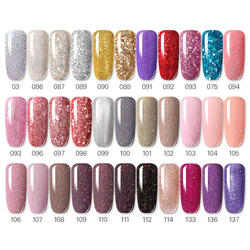 LILYCUTE 7ml Glitter Sequins Nail Gel Polish Gel Rose Gold Semi Permanent Hybrid Nail Art DIY Design Varnish