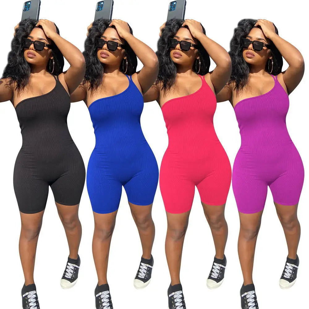 Summer New Off-Shoulder Jumpsuit High Stretch Sports Pants Jogging Pants