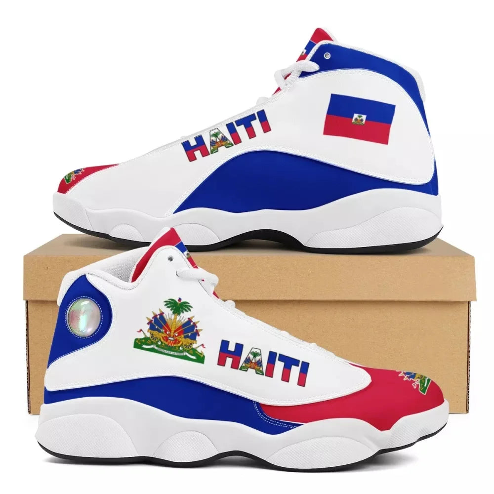 Noisydesigns Men's Basketball Sneakers Print On Demand Haiti National Flag Printed Casual High Top Men Outdoor Comfortable Shoes