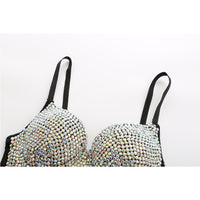 Irene Tinnie Hand-made Pearls Jewel Diamond Bralet Women&#39;s Bustier Bra Wedding Party Corset Cropped Top Vest Plus Size