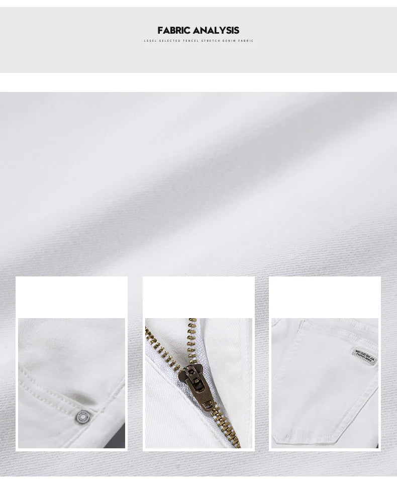 2025 New Spring Summer Jeans Men Fashion Casual Classic Style Business Straight Fit Soft Trousers Male Advanced White Pants 40