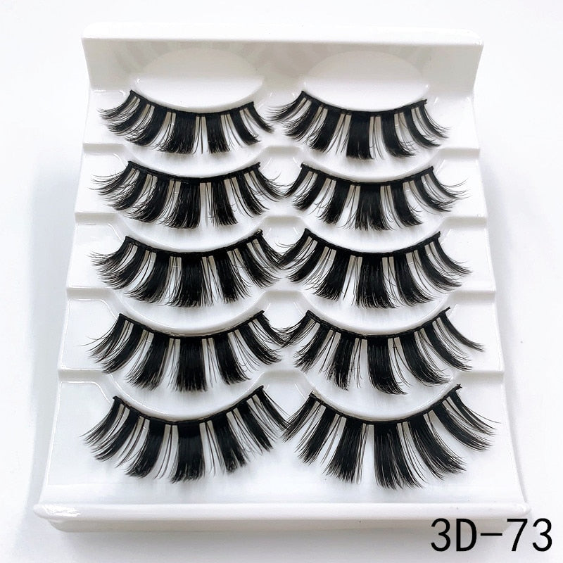 5 Pairs Faux Mink Eyelashes Fluffy Wispy Long Dramatic False Lashes Thick Volume Fake Eyelashes Natural Soft Extension Eyelash