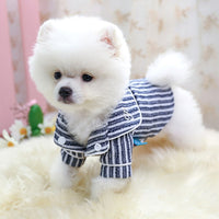 Soft Puppy Dog Pajamas Cat Sleeping Clothes Striped Pet Clothing Indoor Small Medium Dogs Cats Pajamas Bathrob Pink Perro