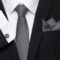 Fashion Business Silver Plaid Silk Men's Tie NeckTie 7.5cm Ties for Men Formal Luxury Wedding Quality Gravata group tie