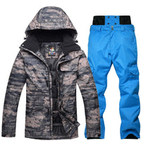 New Mens Camouflage Ski Suit Waterproof Breathable Snowboard Jacket Winter Snow Pants Suits Male Skiing and Snowboarding Sets