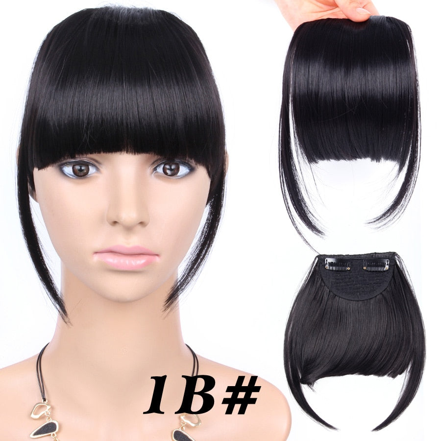 Leeons Short Synthetic Bangs Heat Resistant Hairpieces Hair Women Natural Short Fake Hair Bangs Hair Clips For Extensions Black