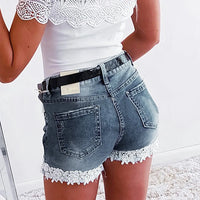 2021 Ladies Jeans Shorts Women's Slim Was Thin Elasticity Lace With Zipper Denim Shorts High Waist Shorts Jeans шорты женский