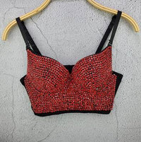 Diamond Sexy Short Crop Tops Lady Sleeveless Night Club Party Wedding Bustier Bra