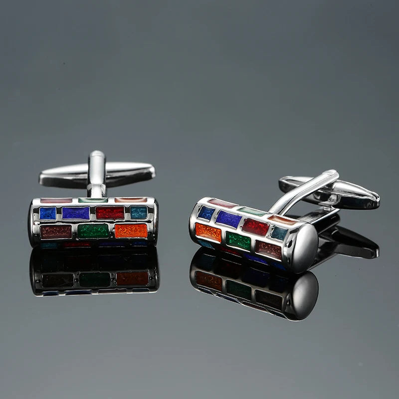 Classic French shirt Cufflinks High quality hand painted red blue black enamel button metal men's clothing accessories jewelry