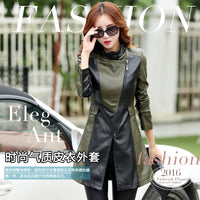 autumn New girl Leather Jacket Long Women's Leather Coat slim Fashion tops Female Motorcycle Clothing faux leather Blazer spring