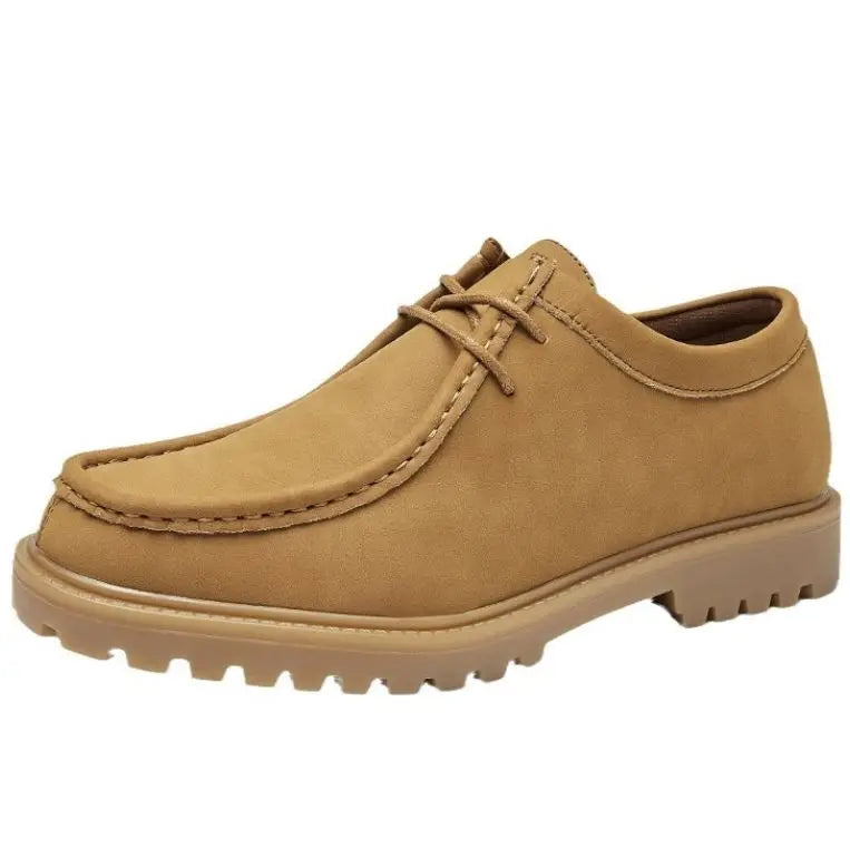 Men's Retro Casual Leather Shoes Classic Japanese Workwear for Outdoor Hiking Lace-Up