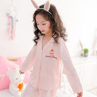 Children Pajamas Set 2023 Spring Ice Silk Striped Kids Pyjamas For Girls & Boys Sleepwear