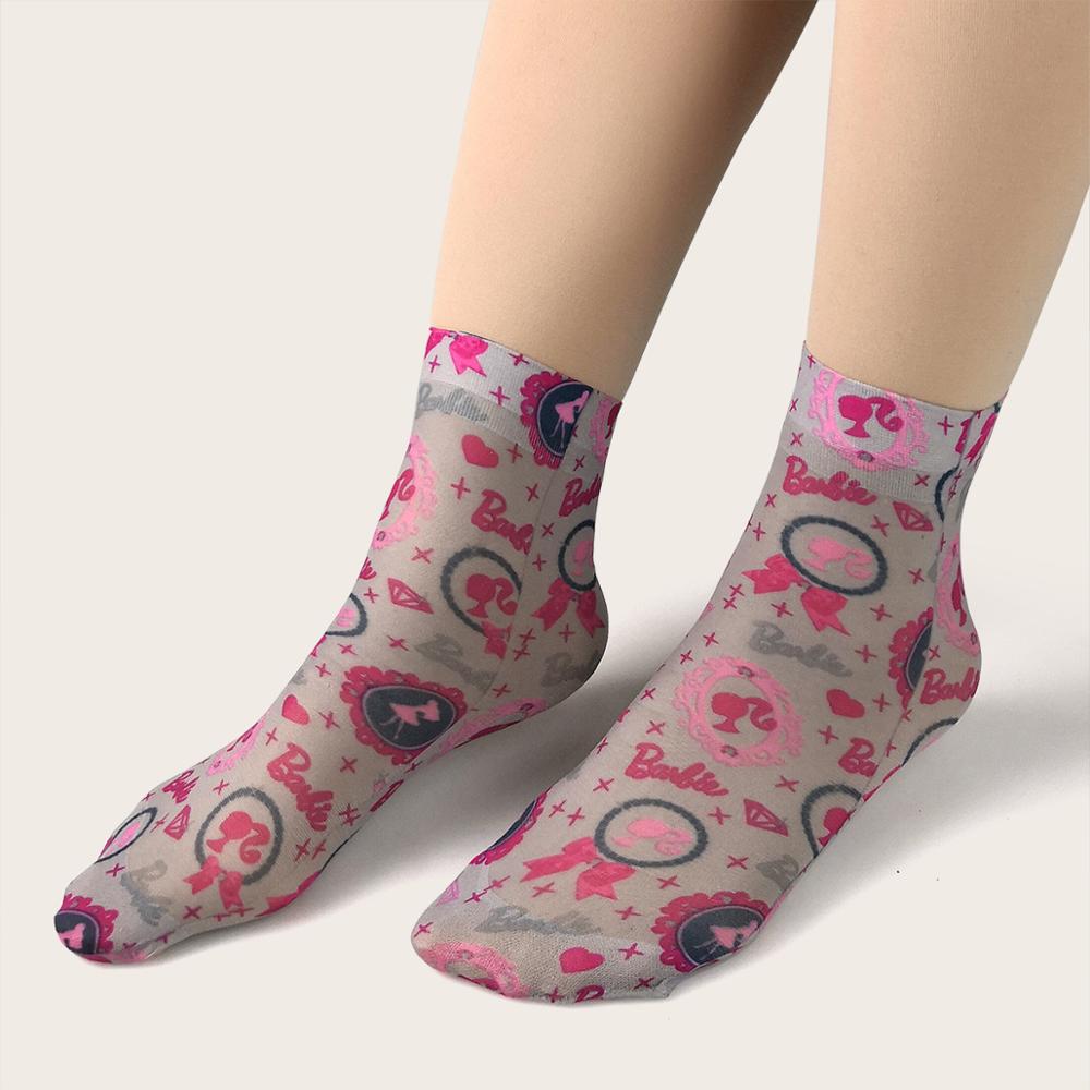 KASURE New Fashion Flower Butterfly Pattern Print Women Ankle Socks Elastic Spring Summer Soft Ladies Socks