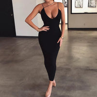 Women Ladies Solid Sexy Skinny Slim Bodycon Sleeveless Hollow Out Summer Clubwear Party Long Maxi Dress