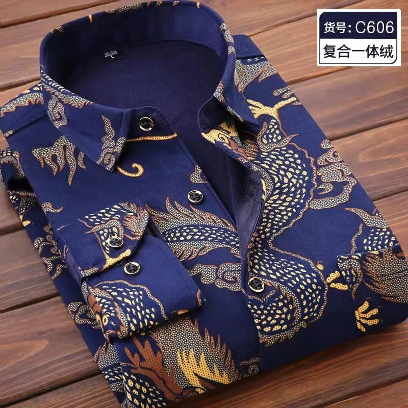 2025 winter Men's fashion smart casual striped long Sleeve Shirts,autumn men thicken Shirt Slim Fit Shirt Male full size M-4XL