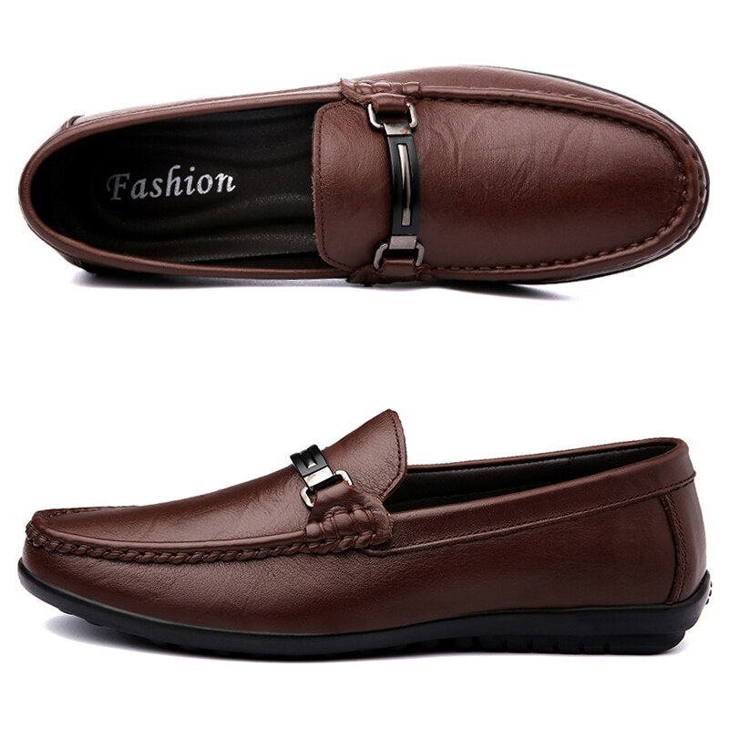 Loafers Men Casual Leather Shoes Slip On Spring Summer Black Brown Fashion Italian Trendy Luxury Designer Brand Loafer