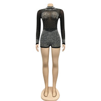10501-MX56 Sexy Club Wear Hot Drilling See Through Jumpsuit Women Sehe Fashion