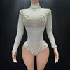 Novance Y1624-B Manufacturers for Customs Clothes Women's Bodysuits 2024 Sexy Club Long Sleeves Women Party Outfits With Pearls