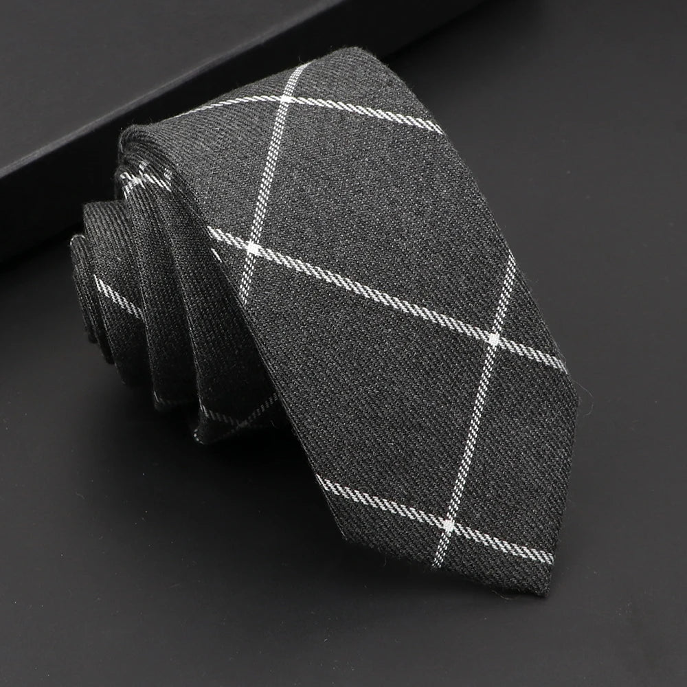 Mens Classic Cotton Ties High Quality Handmade Skinny 6CM Neck Tie Plaid Solid Color Striped Narrow Business Shirt Accessories