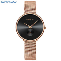 CRRJU Fashion Women Watch Luxury Casual Simple Ladies Daily Dress Mesh Wristwatch Minimalist Waterproof Quartz Female Clock