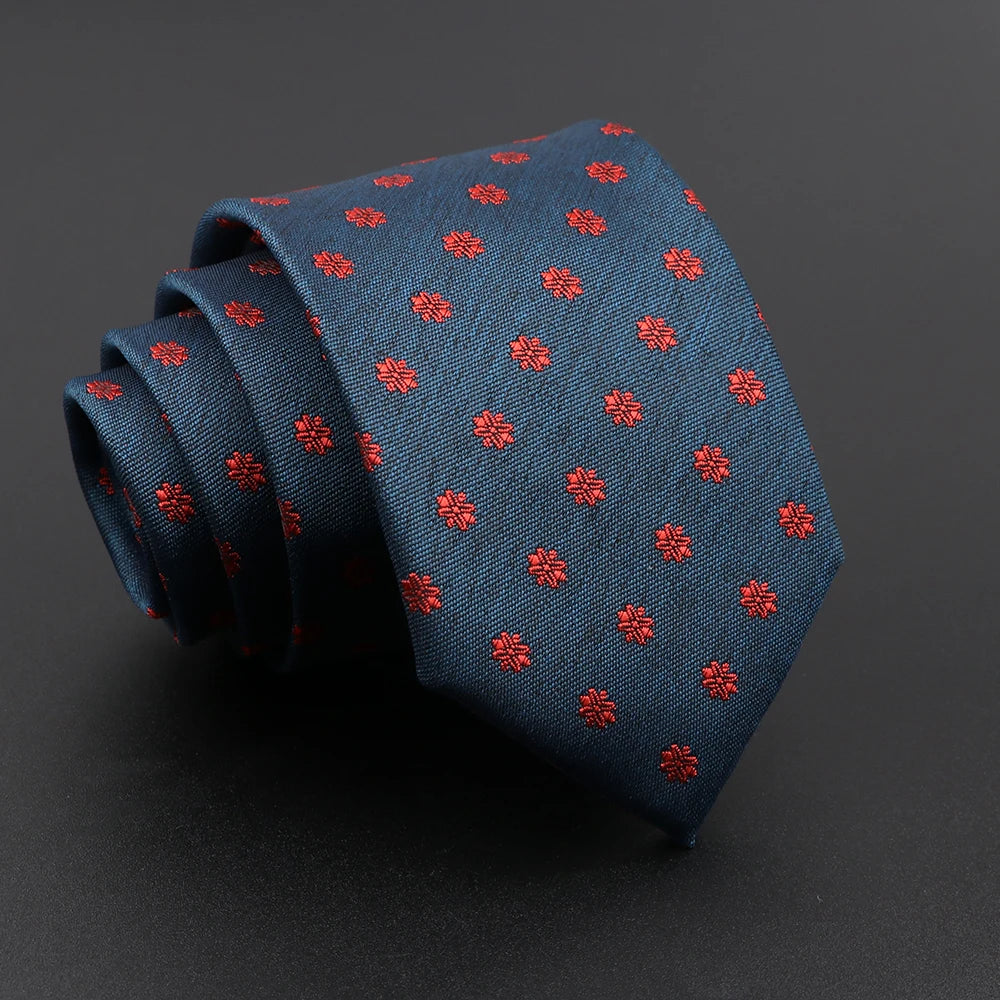 Novelty Men's Tie Floral Feather Elk Geometric Patten Red Blue Neckties Leisure Business Daily Wear Cravat Wedding Party Gift