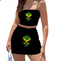 Lion Print Jamaica Flag Pattern Sexy Stylish Women Mini Dress Halter Spaghetti Strap