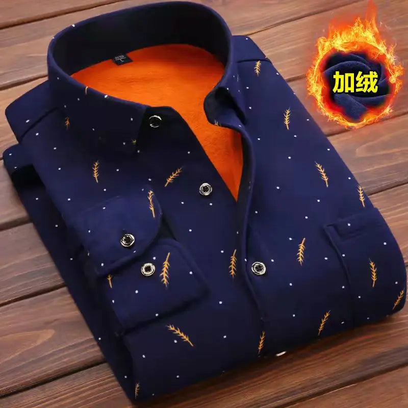 2025 winter Men's fashion smart casual striped long Sleeve Shirts,autumn men thicken Shirt Slim Fit Shirt Male full size M-4XL