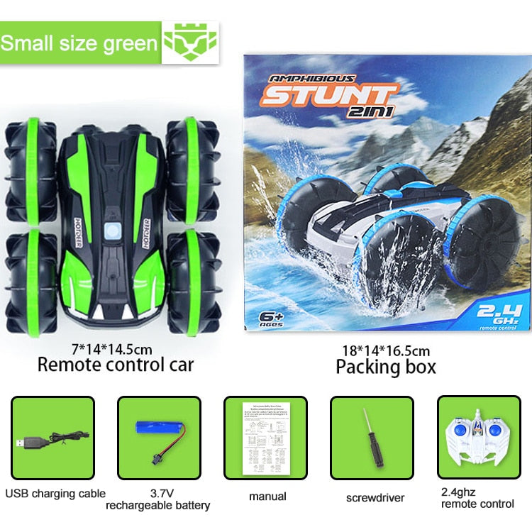 360 Rotate Rc Cars Remote Control Stunt Car 2 Sides Waterproof Driving On Water And Land Amphibious Electric Toys For Children