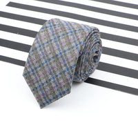 Men's  Business Diamond Check Tie Artificial Wool Cotton Dark Color Tie Striped Black Grey Necktie For Daily Accessory Paty Gift