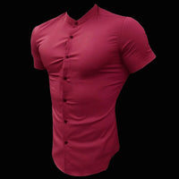 New Summer Men Fashion Short Sleeve Solid Shirt Slim Fit Male Social Business Dress