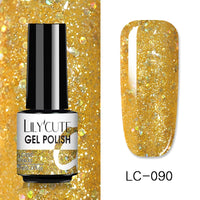 LILYCUTE 7ml Glitter Sequins Nail Gel Polish Gel Rose Gold Semi Permanent Hybrid Nail Art DIY Design Varnish