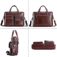 Men Genuine Leather Handbag Large Business Travel Messenger Bag Male Leather Laptop Bag Men's Documents Crossbody Shoulder Bag