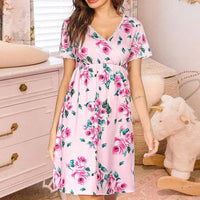 Maternity Robe For Hospital Nightgown Pregnant Women Breastfeeding Nursing Nightwear Pajama Lace V-neck Sleepwear Nightdress