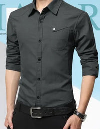 Men Shirt Mens Business Casual Shirts 2020 New Arrival Men Famous Brand Clothing Army Green Long Sleeve Camisa Masculina