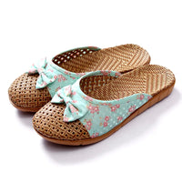 Suihyung Women Flax Slippers Breathable Linen Home Slip On Beach Shoes Floral Bow-knot Ladies Flip Flops Casual Slides Sandals