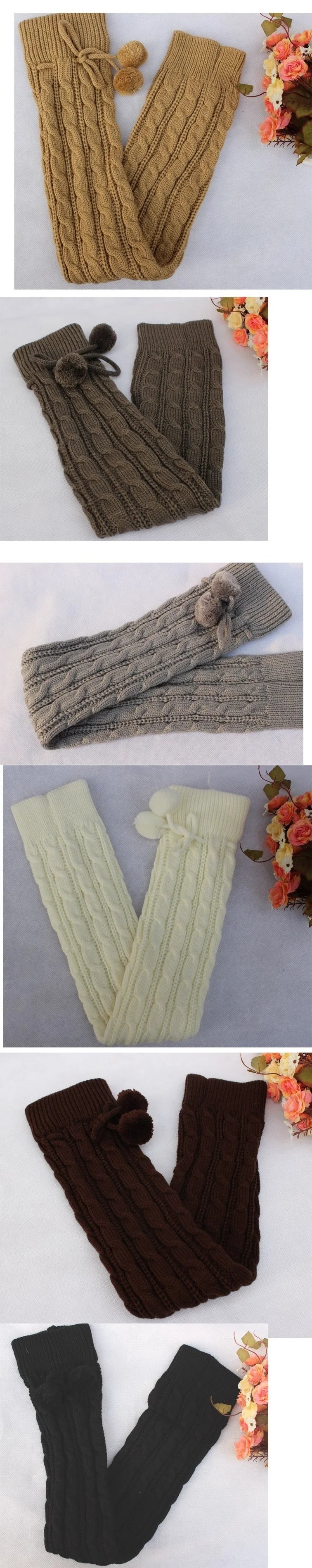 65cm Women's Long Leg Warmers Thickened Over Knee Warm Boot Cover Lolita Knitted Crochet Socks Boot Cuffs Pile Socks Party Dance