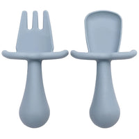 2Pcs/Set BPA Free Silicone Mini Fork Spoon Baby Learning Feeding Solid Food Children's Tableware Training Utensils For Newborn